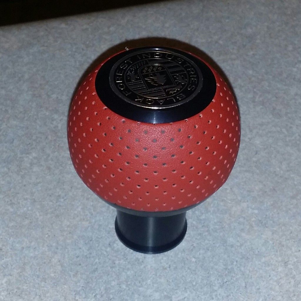 FS BFI Heavy Weight Shift Knob SCHWARZ Magma Red Air Leather VW